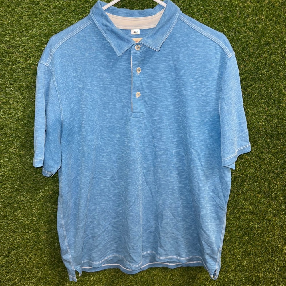 Tommy Bahama Mens XL Polo‎ Shirt Blue Short Sleeve Casual Relaxed